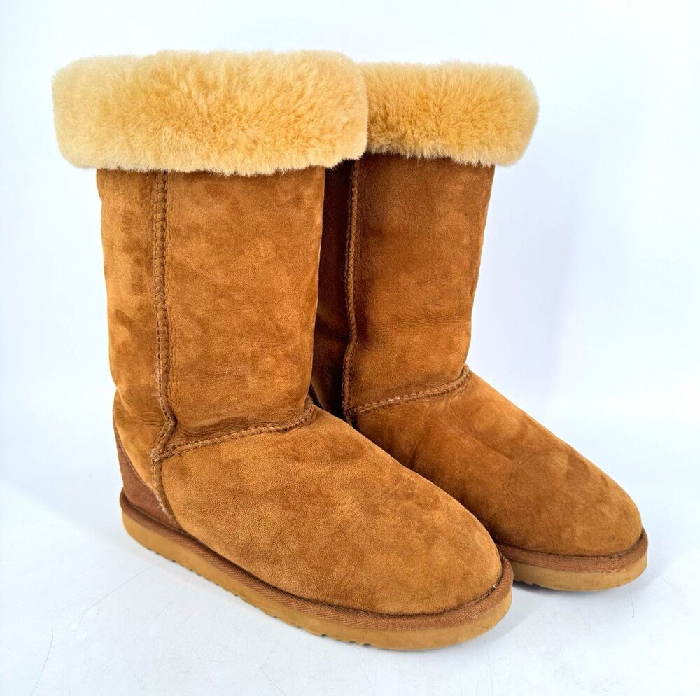 Cozie Steps Classic Tall Boots Women’s 9 Brown Genuine Sheepskin Shearling Fur
